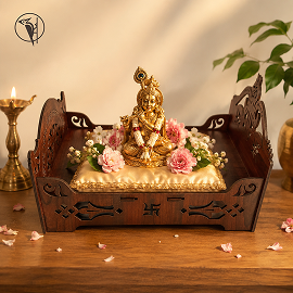 Laddu Gopal Ji Bed (Singhasan) Wooden | Janmashtami Mandir Decoration & Pooja Item