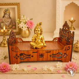 Laddu Gopal Ji Bed (Singhasan) Wooden | Janmashtami Mandir Decoration & Pooja Item