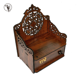 Laddu Gopal Singhasan Light & Dark Wooden Sofa Set | Mandir Decoration Seat